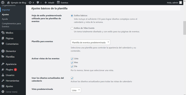ajustes-básicos-plantilla-plugin-the-events-calendar