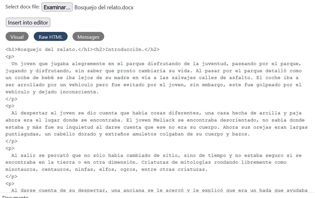 Previsualización de Mammoth .docx Converter